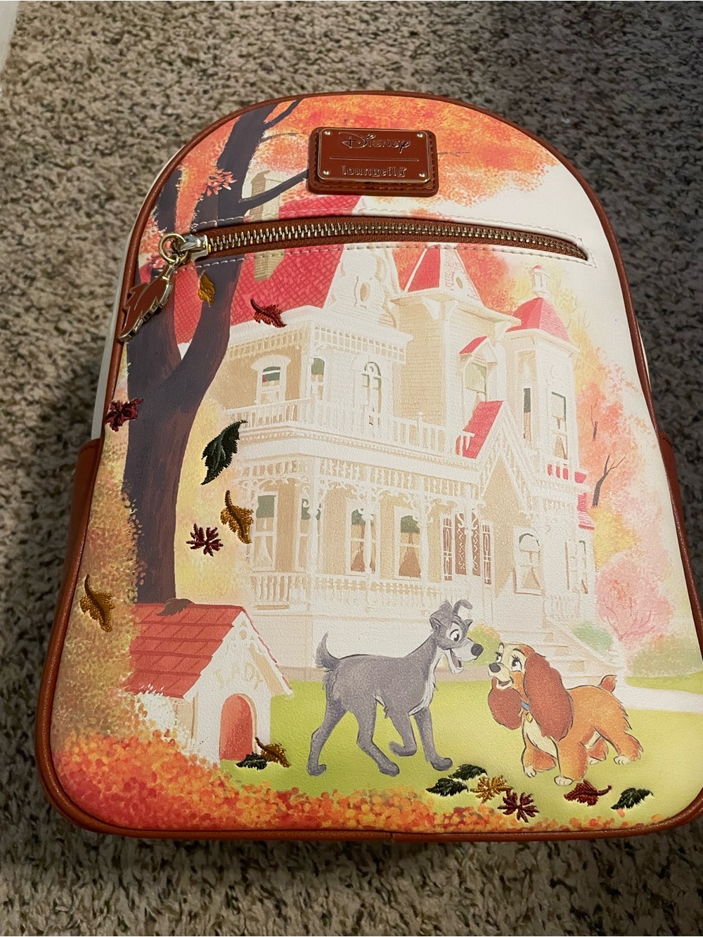 Loungefly Disney Lady and the Tramp Fall Leaves Mini Backpack
